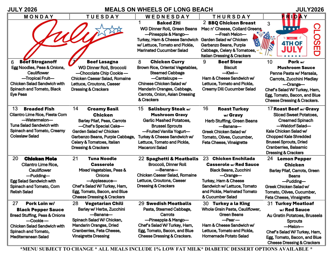 Monthly Menu